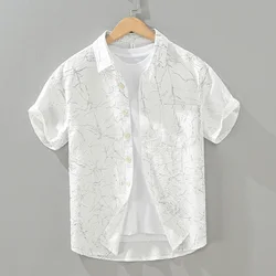 Casual Shirts for Men Fashion Texture Embossed Short Sleeve Shirt Man Loose Large Size Button-up Shirt