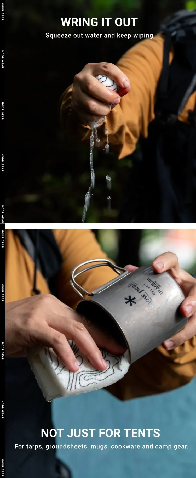 [HODRGEAR] Zelt-Kondensationsschwamm – Ultraleichter 16,7g Zelluloseschwamm 15×15cm zum Abwischen und Wiederverwenden für Zelte, Planen, Kochgeschirr – Detail 3