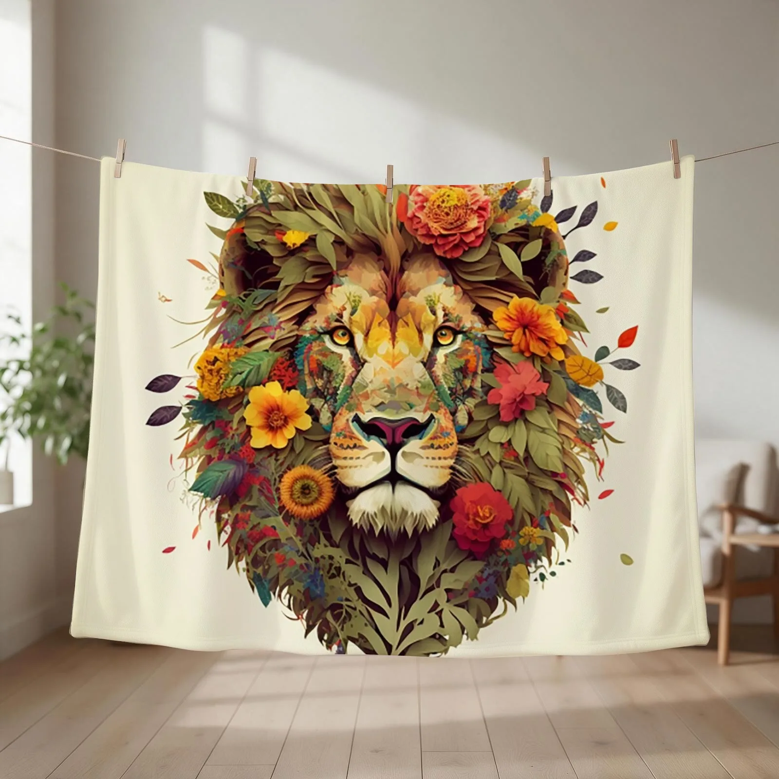 Gorgeous lion art work Throw Blanket Stuffeds Travel Sofa Quilt Quilt Blankets
