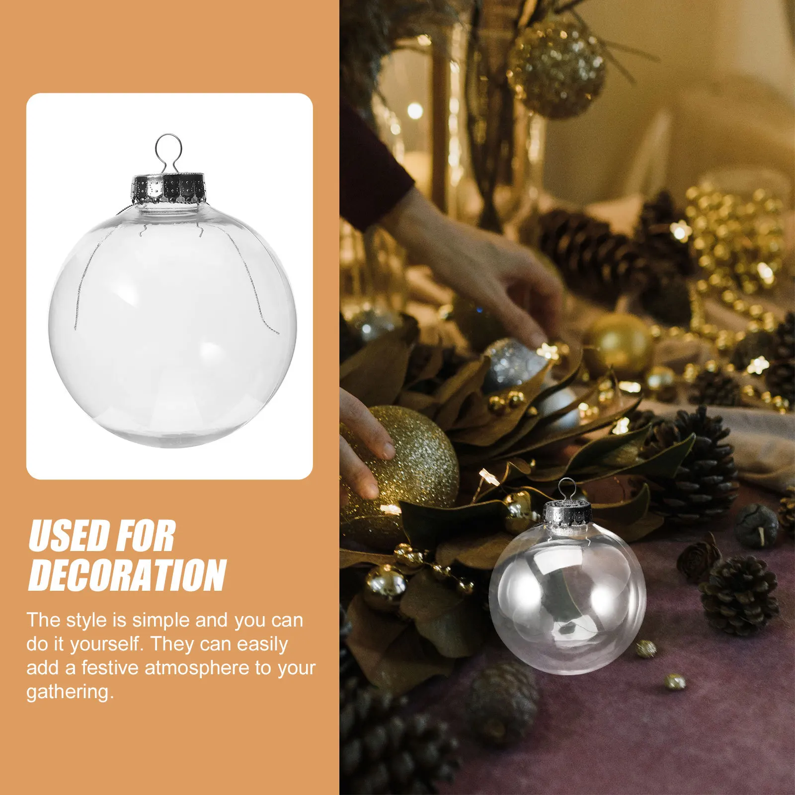 

10Pcs Christmas Tree Hanging Balls Transparent DIY Xmas Festival Party Decor Ornament Supplies Transparent Balls