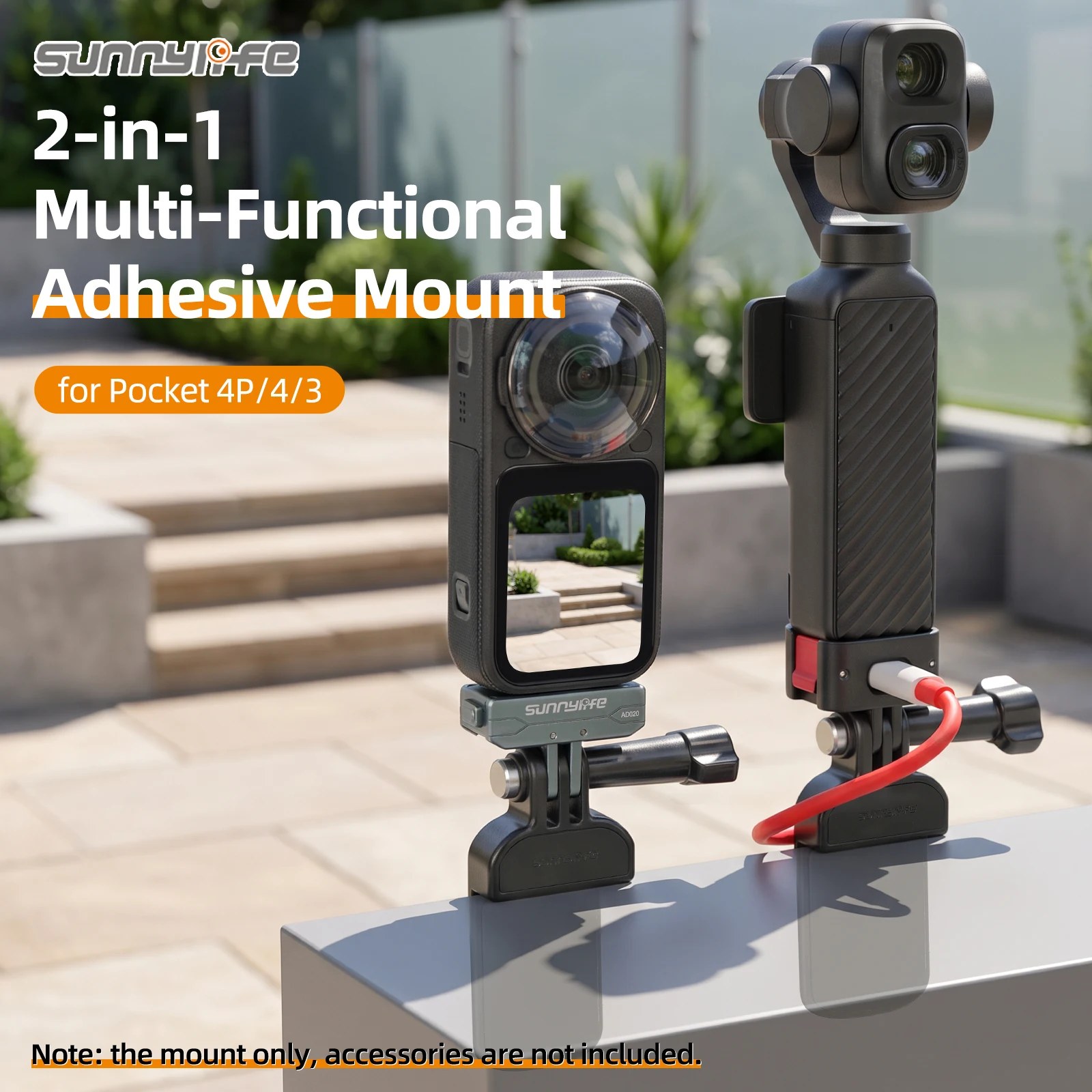 For DJI Osmo Pocket 4P/4/3/GoPro/Insta360/Action Series Camera 2-in-1 Multi-Functional Adhesive Mount/Stable Car Bracket Base