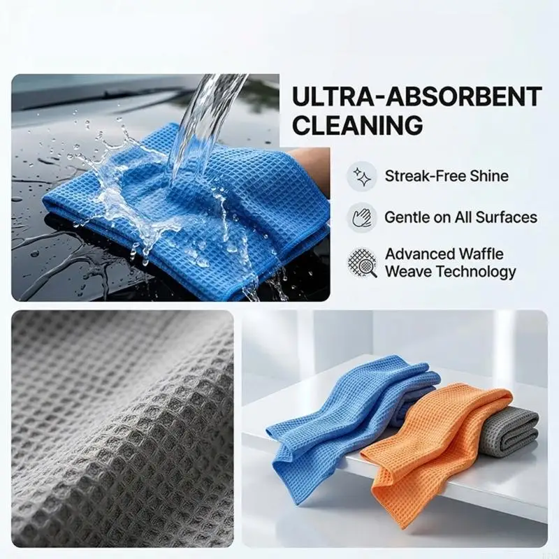 Super Absorbent Microfiber Car Cleaning Towel For Motorcycle Auto Detailing And Kitchen Window Glass Wiping Household Use D7YA