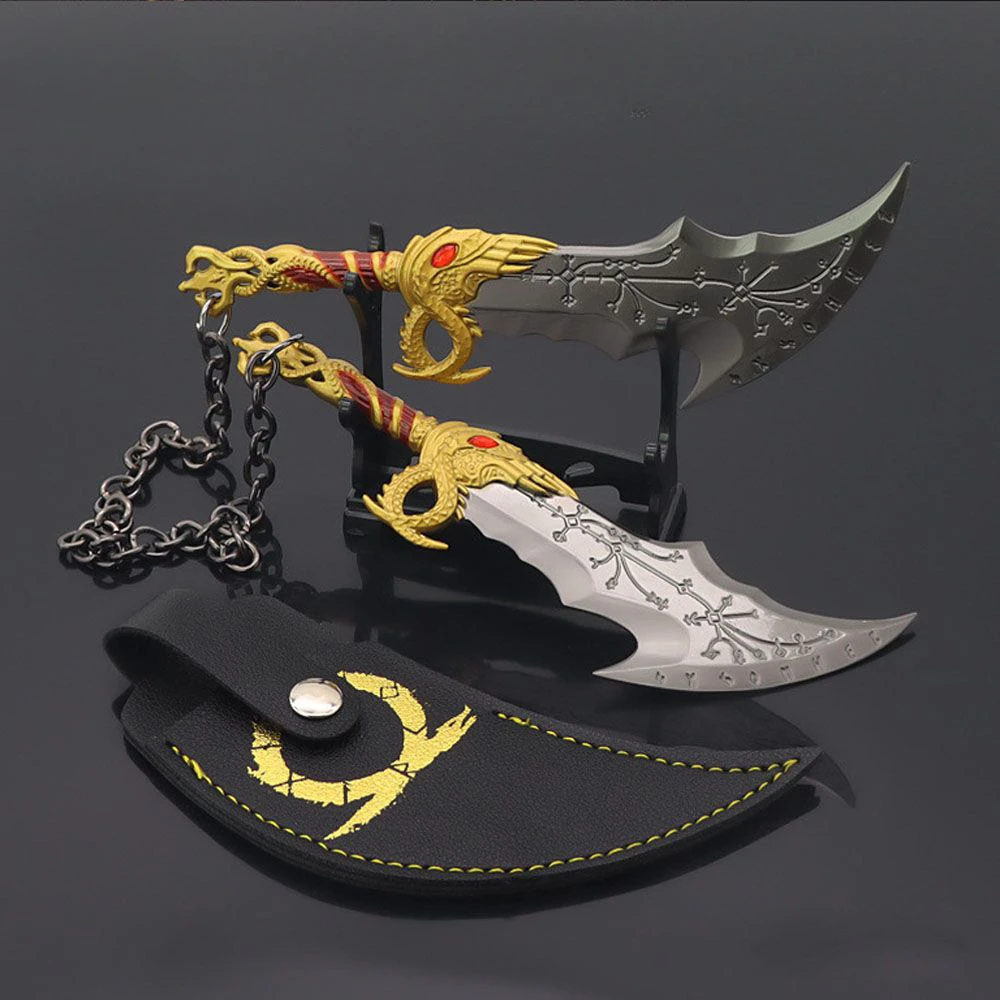 15 cm/5.9in God of War Ragnarok Kratos Armi Lame del Caos Runic Doppia Lama Modello di Gioco in Metallo Spada Samurai Regali Giocattoli Ragazzi