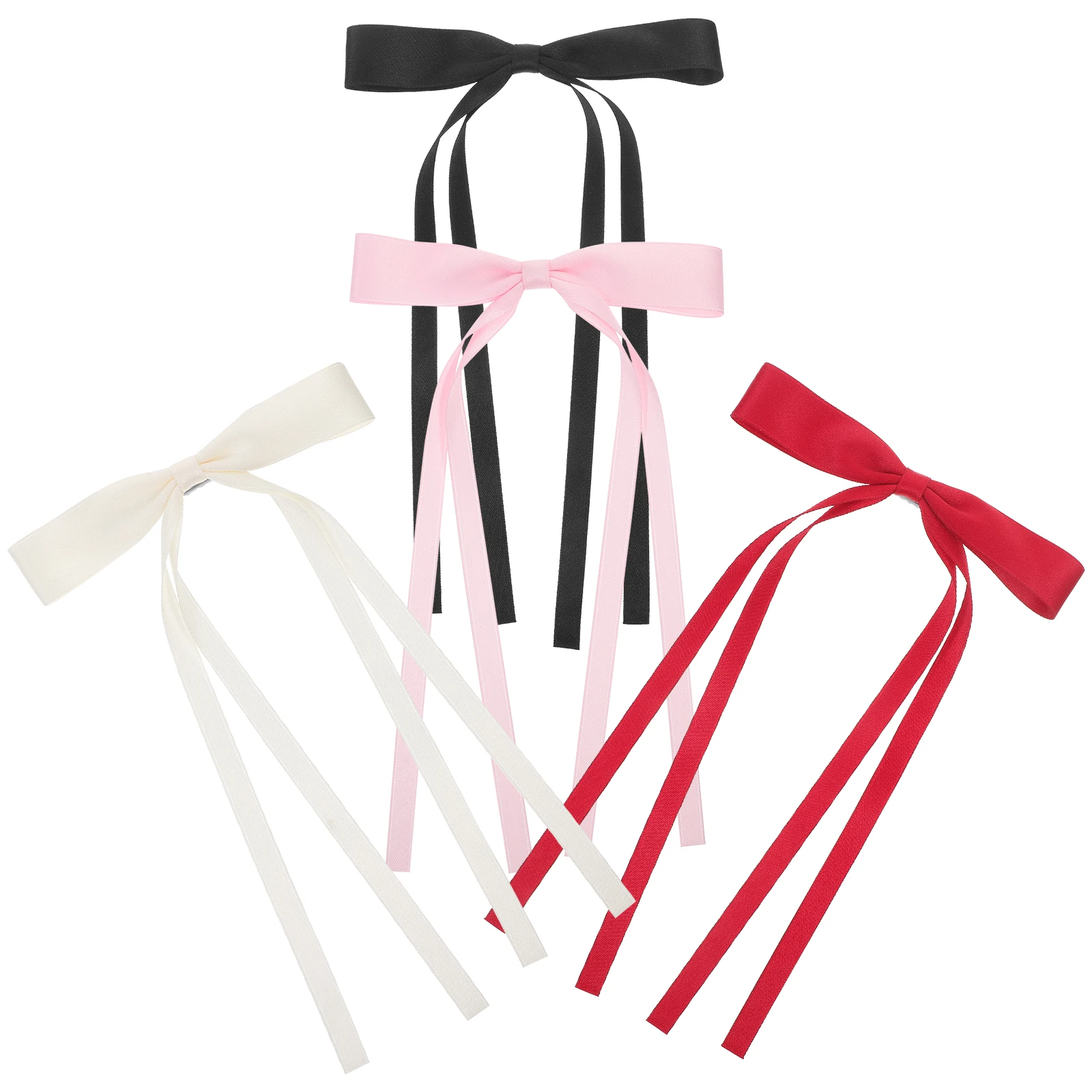 

4pcs Clips Ribbon Bows Fabric Barrettes Pink Hair Bows For Teen Girls Black Red Beige Hair Accessories Women Girls
