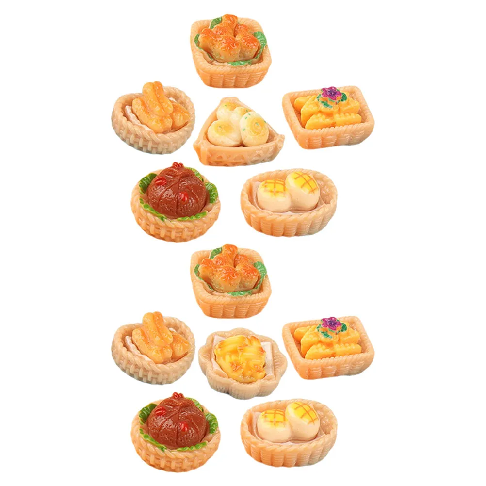 

12Pcs Fine Workmanship Mini Food Ornament Set Miniature Dessert Models for Mini House Decor Pretend Play Prop Bright Lasting