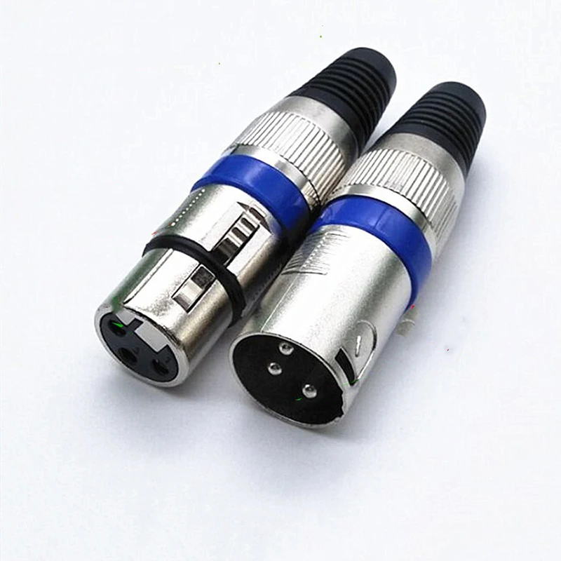 1pcs 4pcs 6pcs XLR Cannon Male Female DIY Audio Plugs Blue Circle Large 3-Pin Balanced Mixer Microphone Cannon Plugs