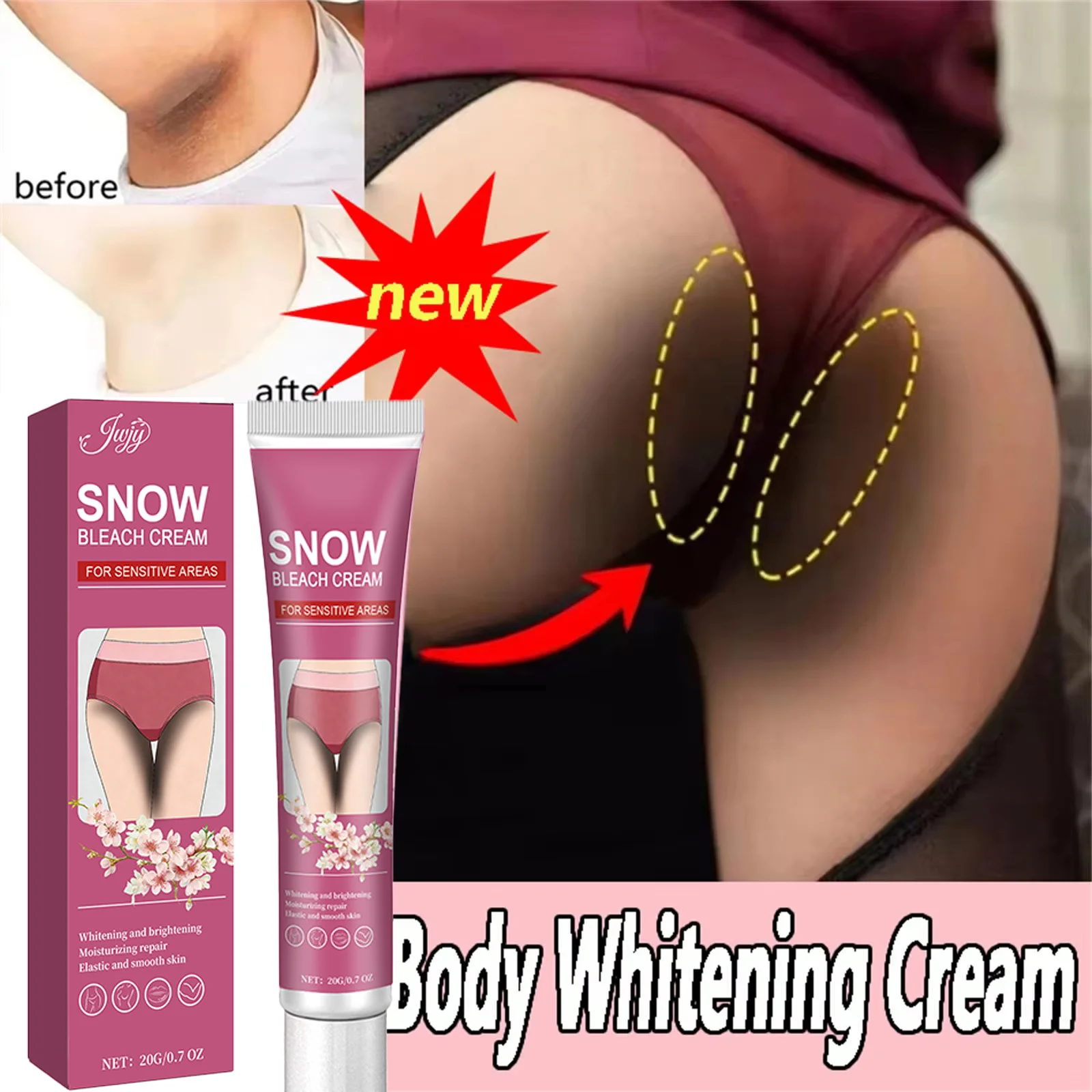 

Body Bleach Cream Nicotinamide Brighten Private Parts Underarm Bleaching Armpit Elbow Knees Joint Removal Dark Spot Melanin
