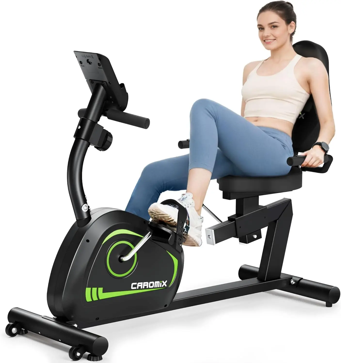 Recumbent Exercise Bike for Adults Seniors, Stationary Bike for Home with Comfortable Seat and Heart Rate Handle, Magnetic Resis