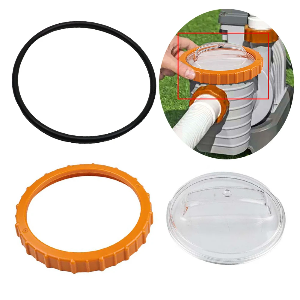 Filter Pump Spare Pool Filter Lid Outdoor Use Rated Three-piece Set Quick Setup Robust Construction Easy Installation