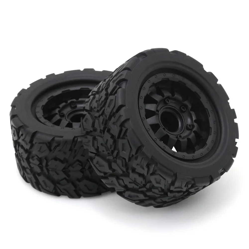 GLOBACT 1/10 RC トラック タイヤとホイール 12mm/0.47インチ 14mm/0.55インチ 交換可能な六角付き トラクサス ARRMA アキシャル Losi RC4WD HSP用