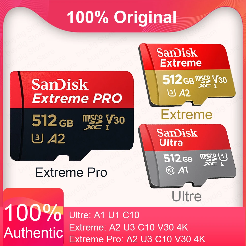 Extreme Pro Micro SD Card 4K U3 V30 micro SDXC A2 UHS-I Memory Cards Ultra A1 U1 C10 TF Card For 1080P game machine Camera DJI