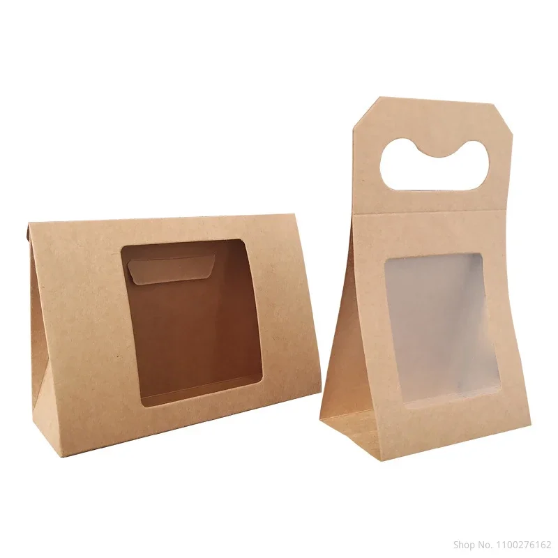 Brown Paper Gift Box with PVC Transparent Windows for Gifts,Crafting Cupcake Boxes for Packaging Baby Shower Birthday Decoration