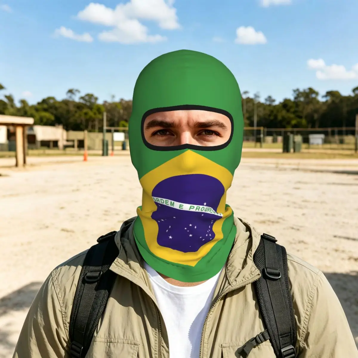 ブラジル国旗バラクラバフルフェイスマスク通気性オートバイ冬暖かいフルカバーキャップネック防風防塵サイクリングキャップ