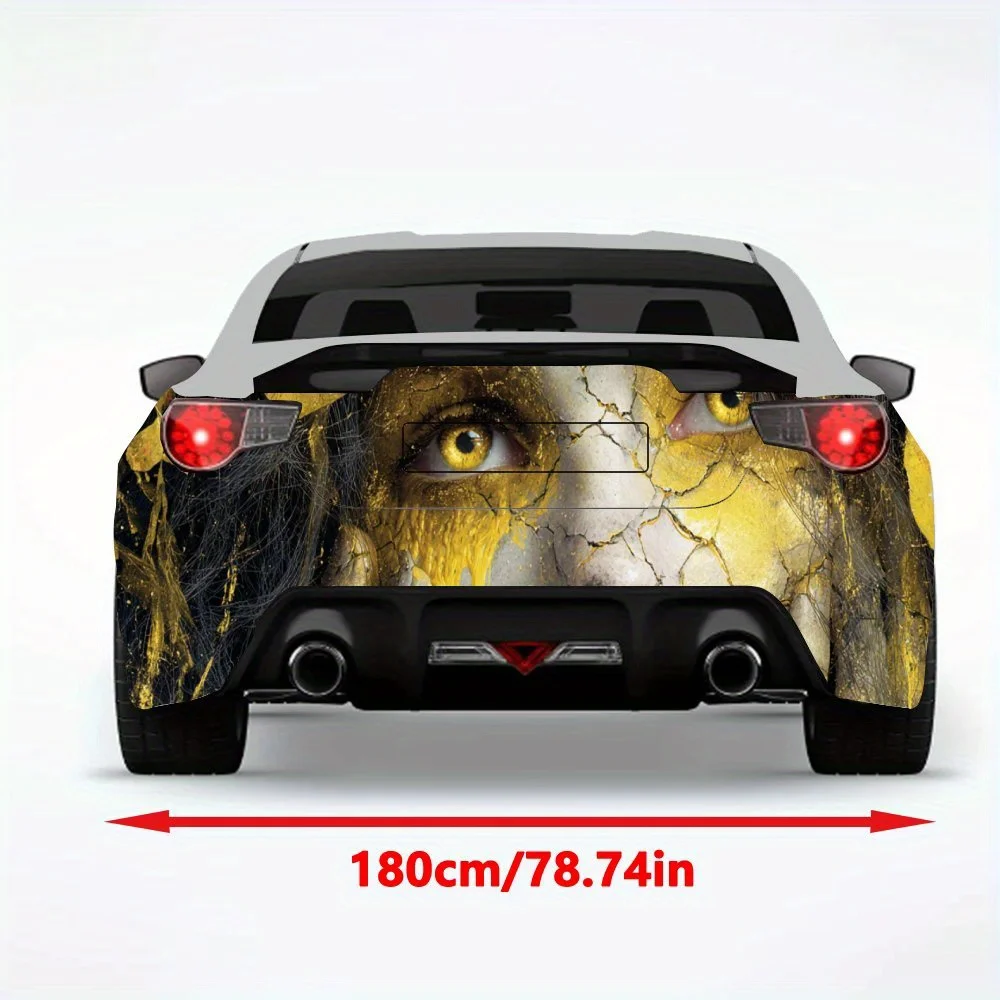Fantasy Woman with Cracks and Gold Liquid Car Sticker,Vinyl Decal for Car Rear, Waterproof Self-Adhesive Vinyl Stickers for Vehi