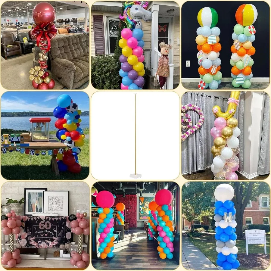Set di supporti per palloncini dorati da 2 colonne per palloncini in metallo regolabili da 1 a 5,25 piedi per supporti da pavimento e centrotavola da tavolo