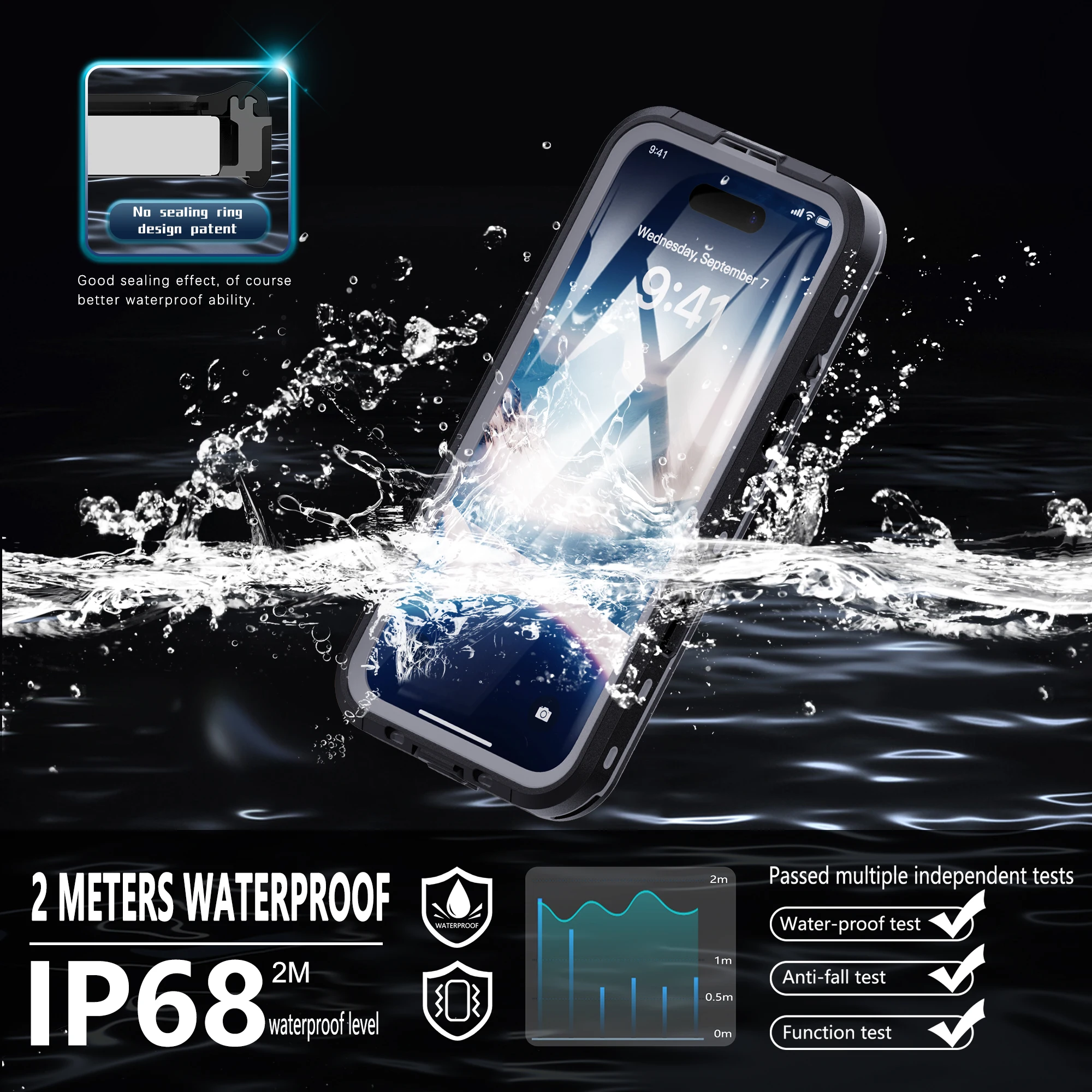 IP68 Waterproof Diving Case For iPhone 13 14 15 16 Pro Max Plus Underwater Touch Screen Dropproof Compatible with MagSafe Cases