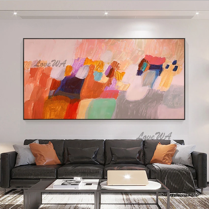 Canvas Design Wall Poster Acrylic Bright In Colour Abstract Hand Drawing Art Picture Modern Quality Decor Frameless Oil Painting