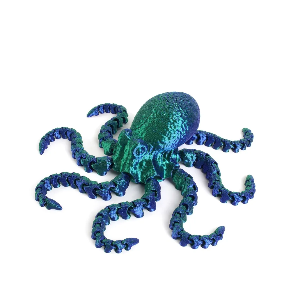 Creative 3D Printed Octopus Figurine Colorful 17cm Animal Table Ornament with Flexible Joints Squid