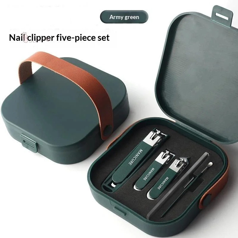 [H] 5/8Pcs Handheld Anti Splash Exquisite Nail Clipper Set Nail Scissors Set Portable Care Box Manicure Beauty Tools