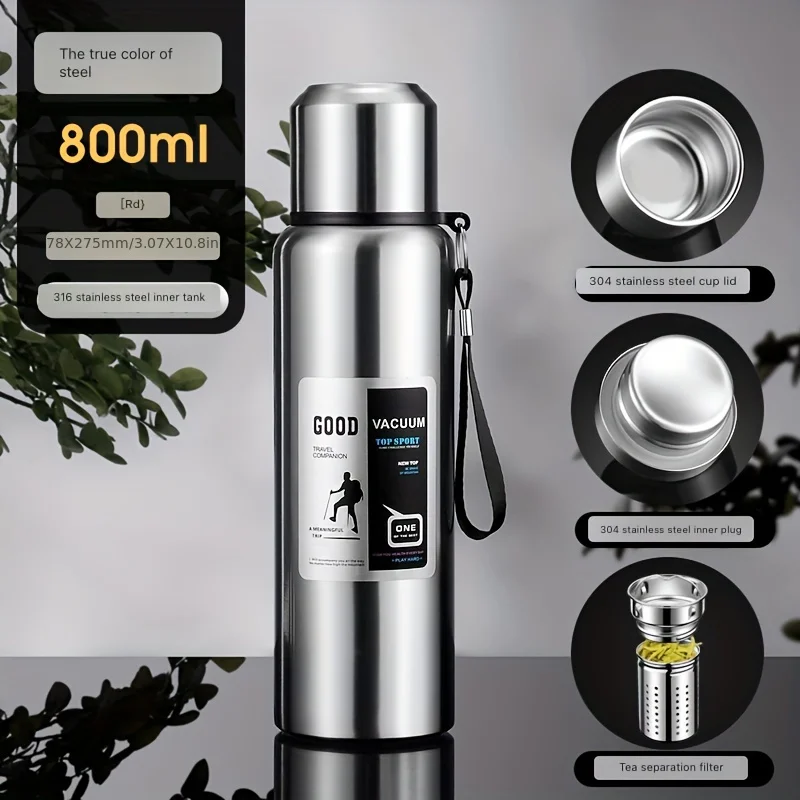 2000ml Stainless Steel Insulated Water Bottle Vacuum-Sealed with Lid & Filter, Perfect for Travel, Sports & Business Gifts