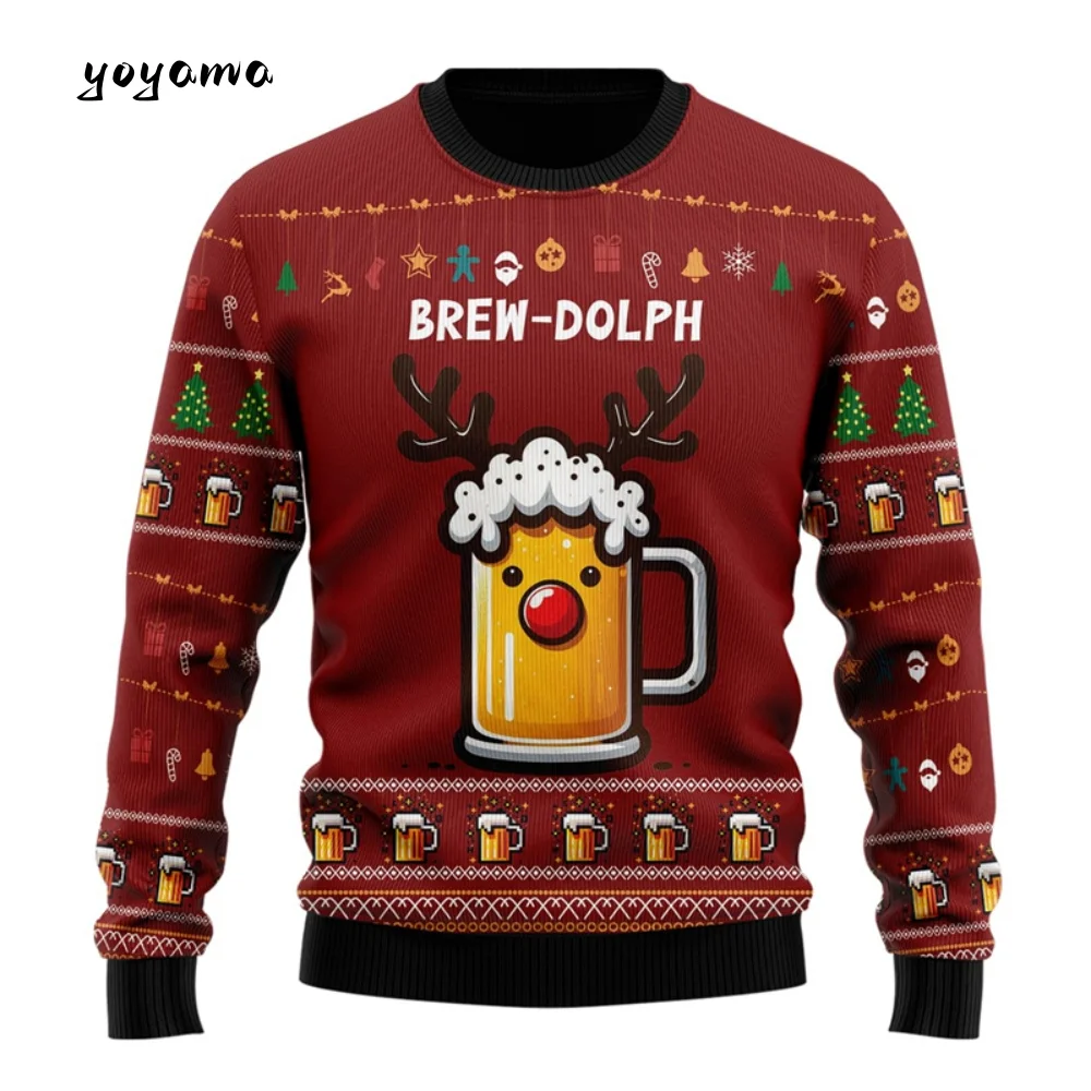 موضة البيرة القبيح عيد الميلاد بلوزات للنساء ملابس الهيب هوب بار حفلة الرجال بلوزات بلوفرات غير رسمية البيرة Y2k الملابس