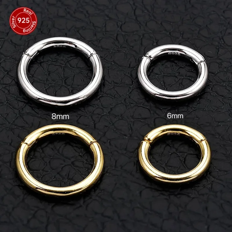 1PC 925 Sterling Silver  Piercing Rings for Cartilage Helix Rook Tragus Ear Lobe 16G Braided Arrow Nose Clicker 6mm/8mm