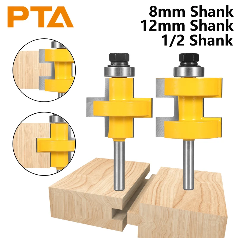 

PTA 2PCS 8MM 12MM 12.7MM Shank Tongue＆Groove Bits Assembles Bit Router Bit Woodworking Milling Cutter For Wood Bit Face Mill