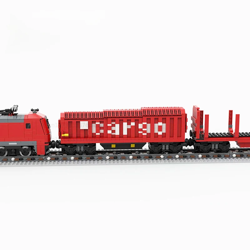 MOC City Model Cargo Express Train Mini klocki DIY części zmontowane technologia cegły kreatywny wyświetlacz zabawka dla dzieci prezent