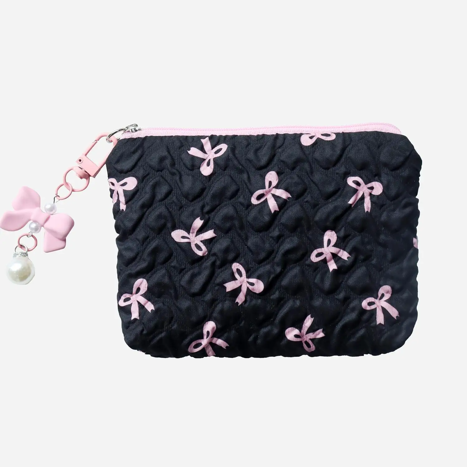 Trousse de maquillage en coton avec petit nœud pour femmes, trousse de maquillage portable, poudres de toilette, trousse de maquillage pour filles, trousse de voyage, haute capacité d'évaluation, mignon