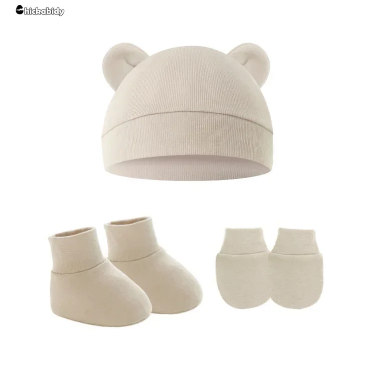 3pcs Big Bow Soft Baby Hat Baby Girls Boys Turban Hat Newborn Infant Cap Knitted Beanies Toddler Headwraps Kids Headwear