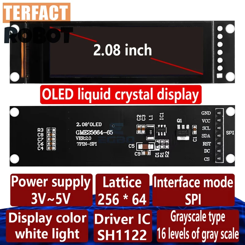 

Настоящий OLED-дисплей 2,08 дюйма 256*64 (25664) графический ЖК-модуль, белый экран, контроллер SH1122