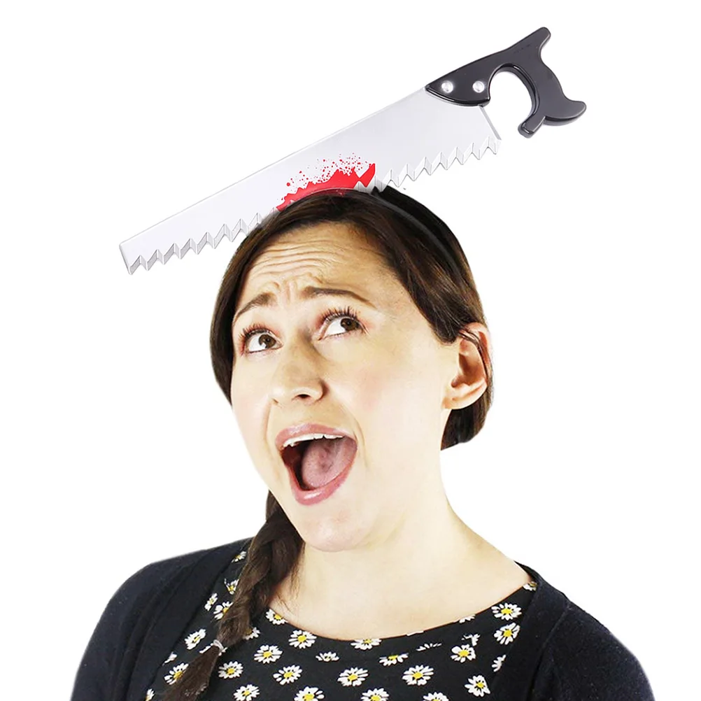 

3pcs Halloween Headdress Axe Saw Wrench Headbands Plastic Party Trick Creepy Hair Band Lightweight Elastic Design Costume