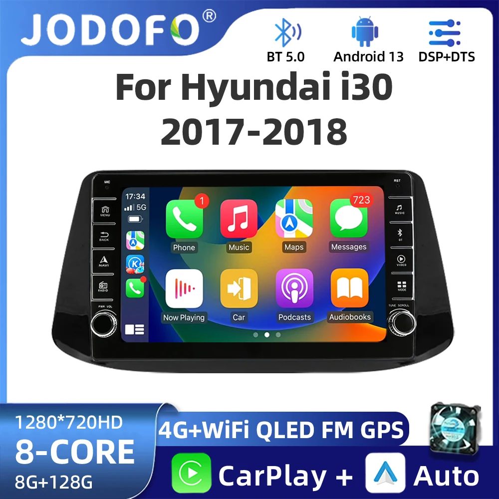 

Jodofo 2 Din Android 13 Car Radio Multimedia Player For Hyundai i30 2017-2018 Car Stereo Radio GPS Navigation DAB IPS DSP SWC