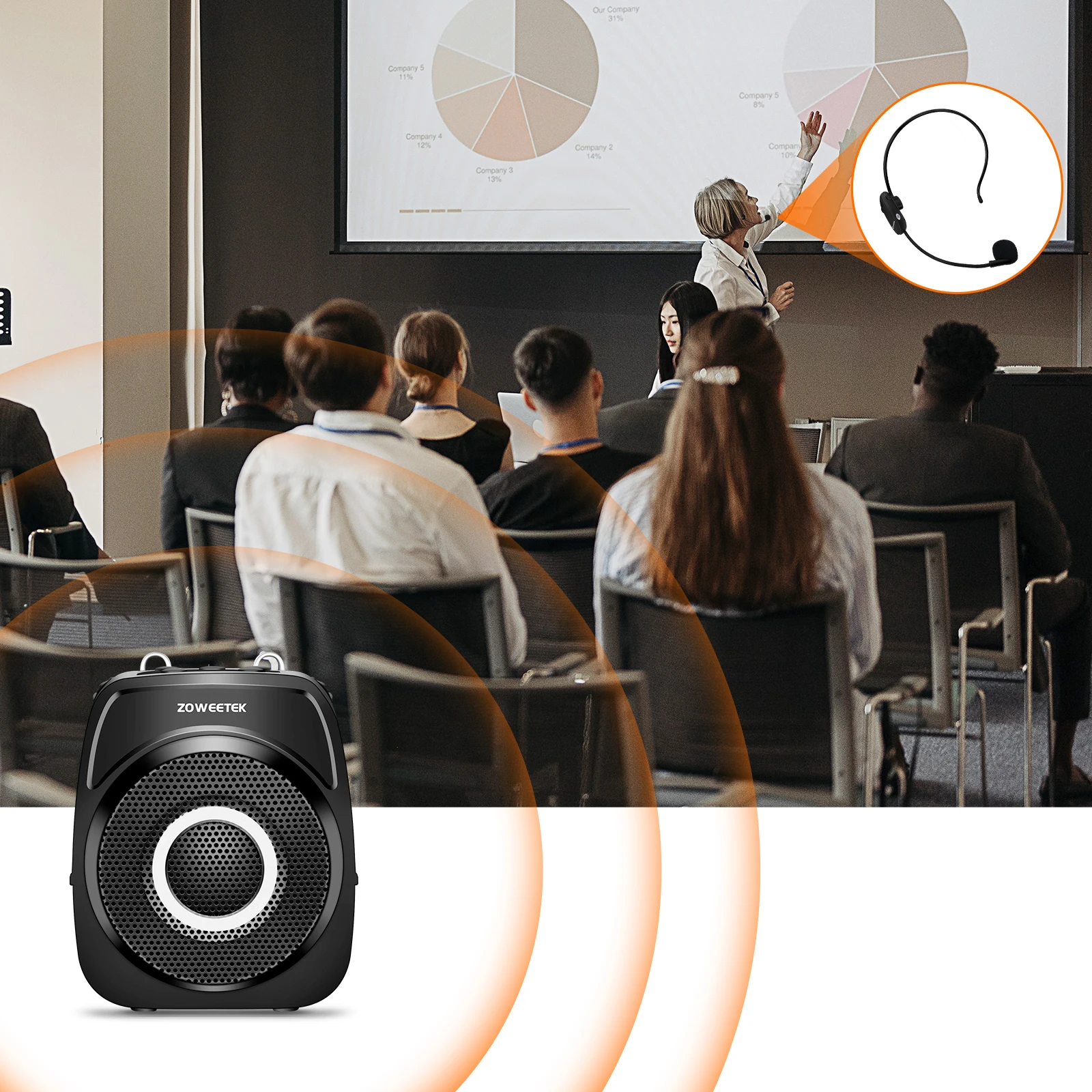 Zoweetek Voice Amplifier Bluetooth Speaker with Wireless Microphone for Teacher