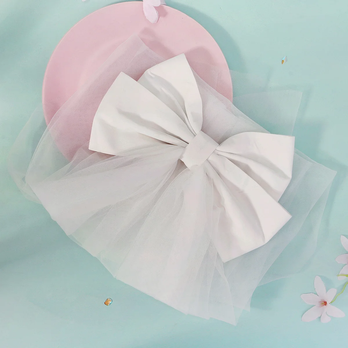 Fashion New Bride Wedding Double-layer Bow Shawl Veil For Women Sweet Princess Headdress Veil Hair Accessories Jewelry image 4