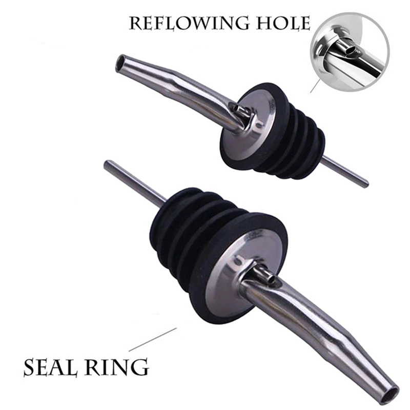 6pcs Stainless Steel Liquor Spirit Pourer Free Flow Wine Bottle Pour Spout Stopper Speed Pourer Bar Wine Accessories