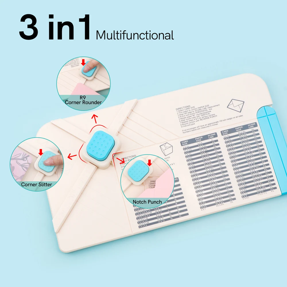1 set 3-in-1 Punch Board for Envelopes Gift Boxes Bows with Indentation Pen for Creating Custom Envelopes, Bows, and Gift Boxes