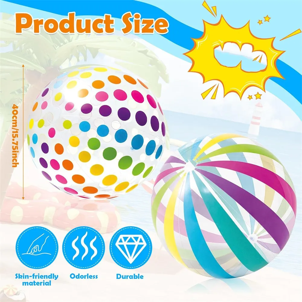 40CM Inflatable Beach Ball - Jumbo Colorful Pool Toys for Swimming Water Play & Summer Parties - Outdoor Beach Games Party Favor