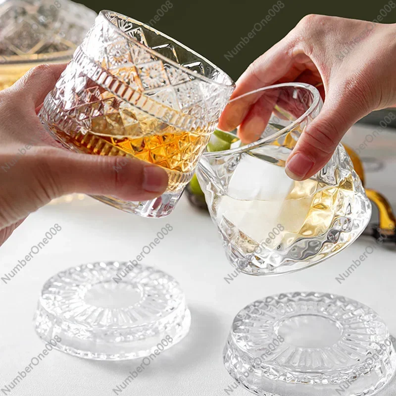 Whiskey Glass, Star Diamond Set, Advanced Sense Creative Decompression Rotating Cup Glass Base, Rotating Decanter
