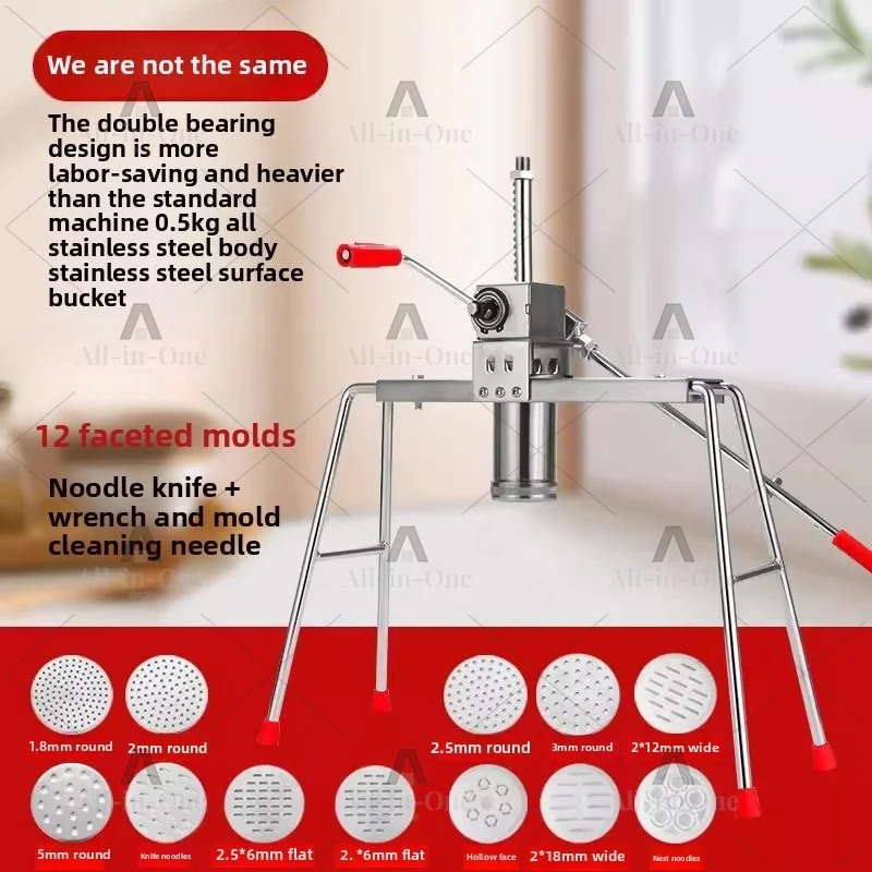 Household  Stainless Steel Noodles Maker Manual Pasta Pressing Machine Hand Crank Cutter