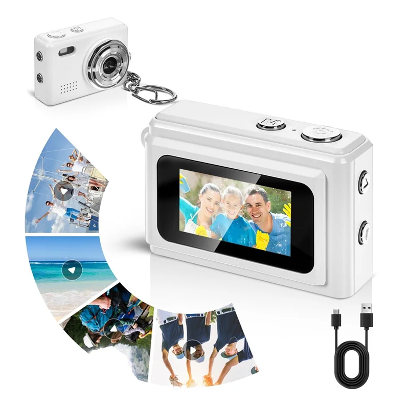 Qy-Keychain 1080P كاميرا رقمية صغيرة 0.96 بوصة كاميرا فيديو CCD محمولة للطلاب أثناء السفر وتسجيل الدراسة باللون الأبيض #2