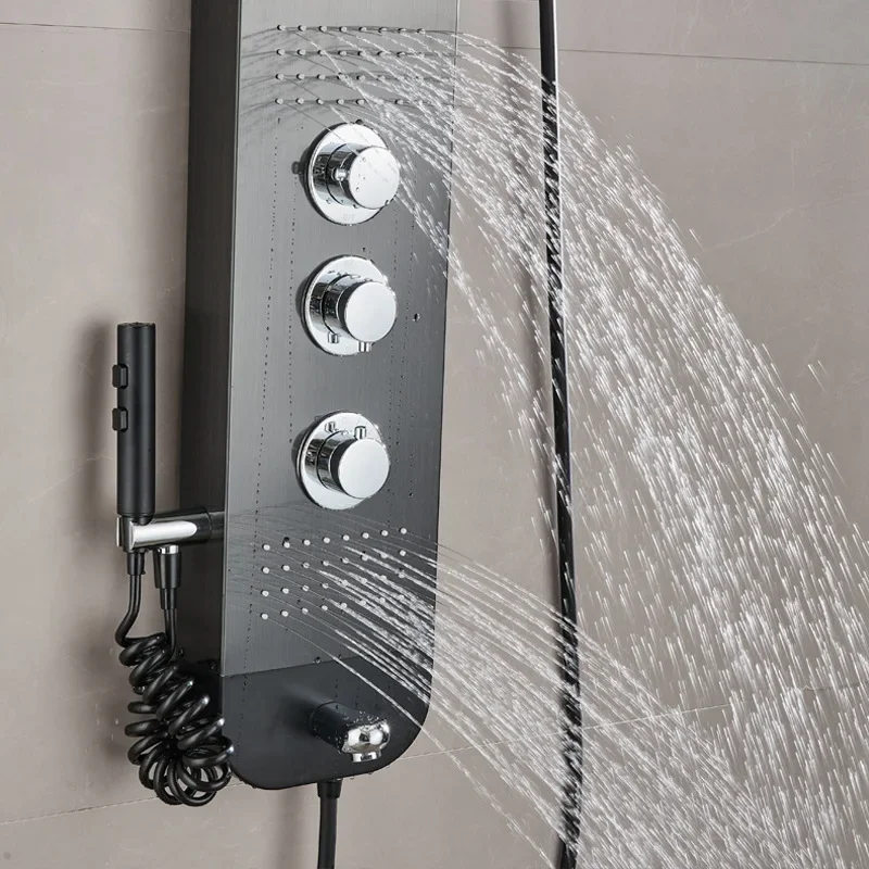 Cross-border e-commerce six-speed 304 stainless steel shower screen intelligent constant temperature digital display LED light s