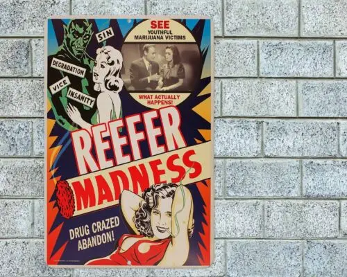 1p,Reefer Madness Marihuana Retro Movie Sign Aluminum Metal 8