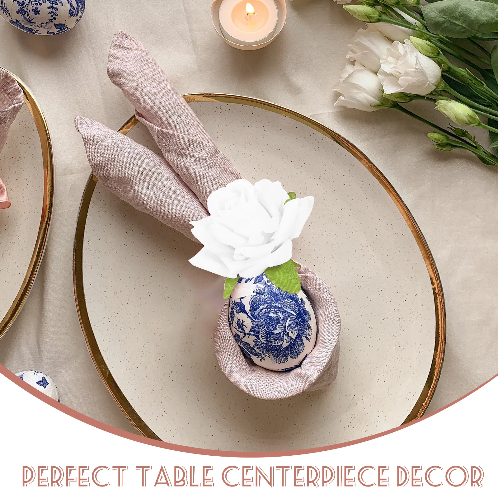 4Pcs Exquisite Rose Napkin Rings Premium Table Decor Accessories for Formal Events Casual Gatherings Wine Bottle Cake Bouquet