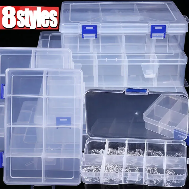 8 Style Transparent Plastic Storage Jewelry Box Compartment Adjustable Container Storage Boxes Beads Ring Earring Organizer Case