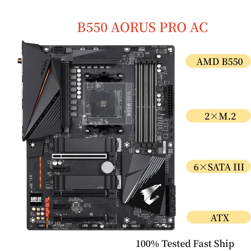 For Gigabyte B550 AORUS PRO AC Motherboard 128GB Socket AM4 DDR4 ATX Mainboard 100% Tested Fast Ship