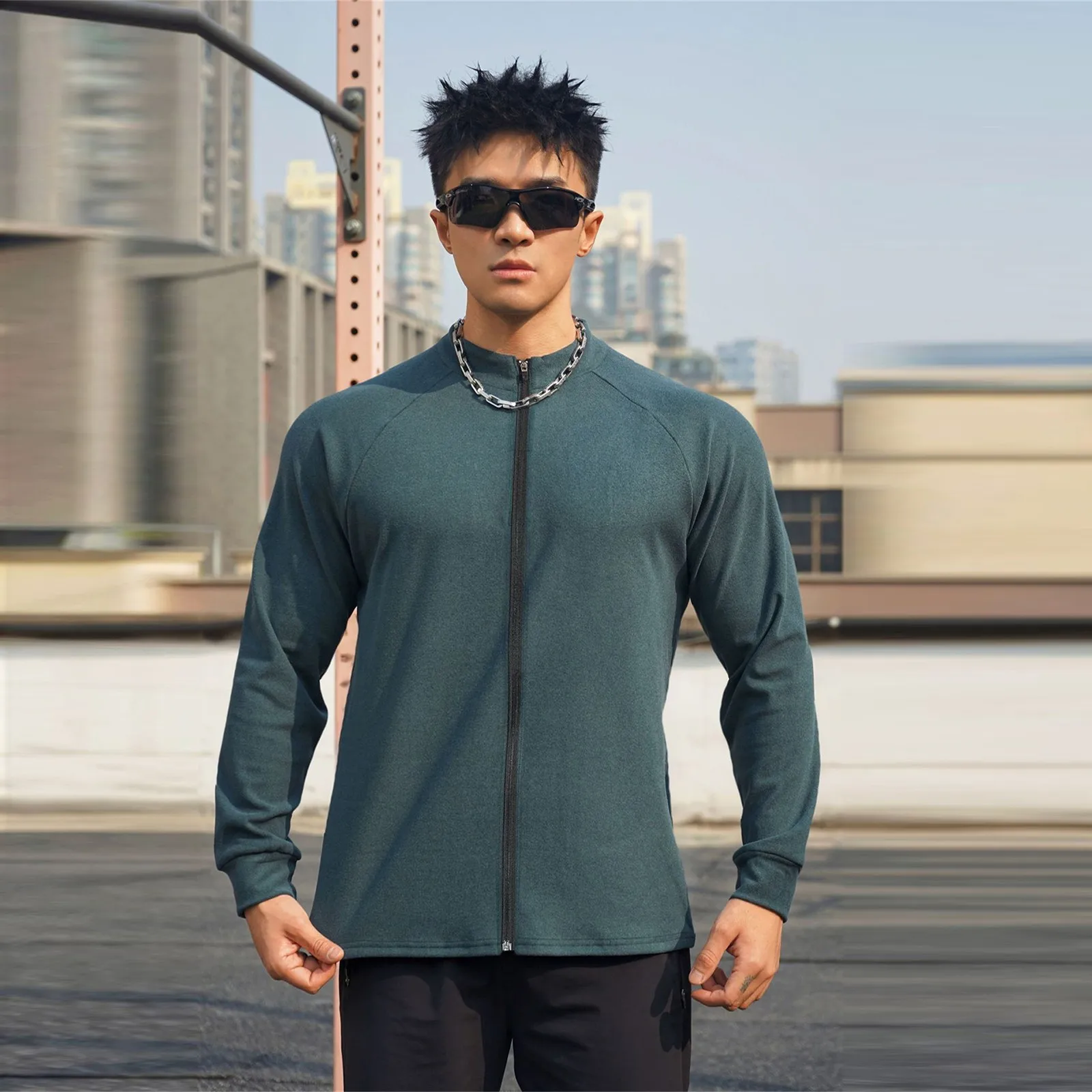 Men's Blouse New Derong Spring/Autumn Outdoor Training T-shirt Zipper Long Sleeve T-shirts Fitness Basketball Sporty fit Top