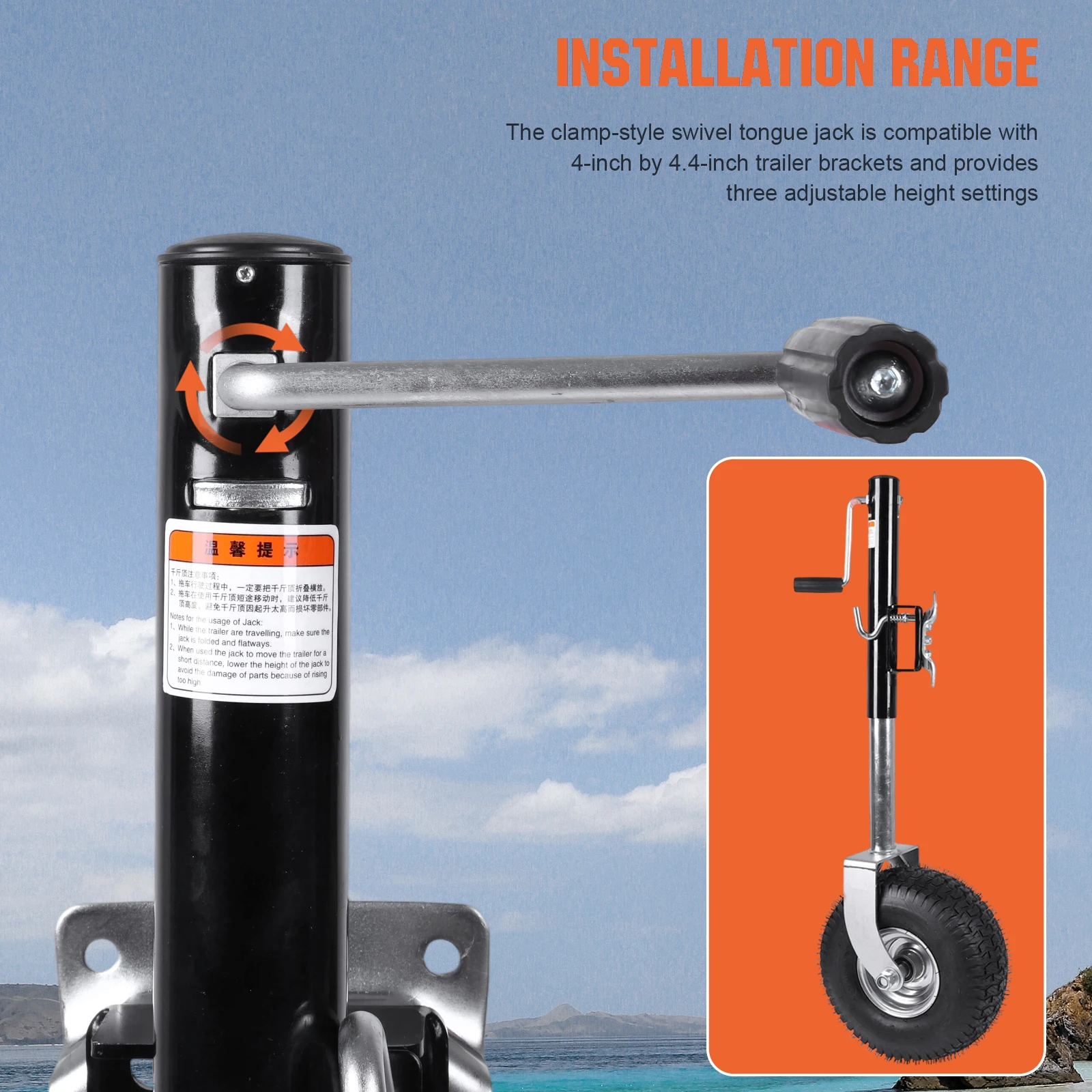 

Опора для прицепа с колесом, грузоподъемность 2000 фунтов, колесо 13,38 дюйма, вертикальная нагрузка 11 дюймов, подходит для автодомов и лодок