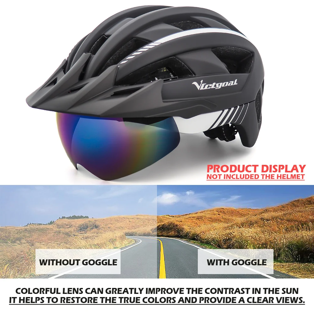 VICTGOAL Bike Helmet Photochromic Lens Magnetic Lenses for Men Bicycle Goggles Sports Sunproof Glasses MTB Cycling Accessories