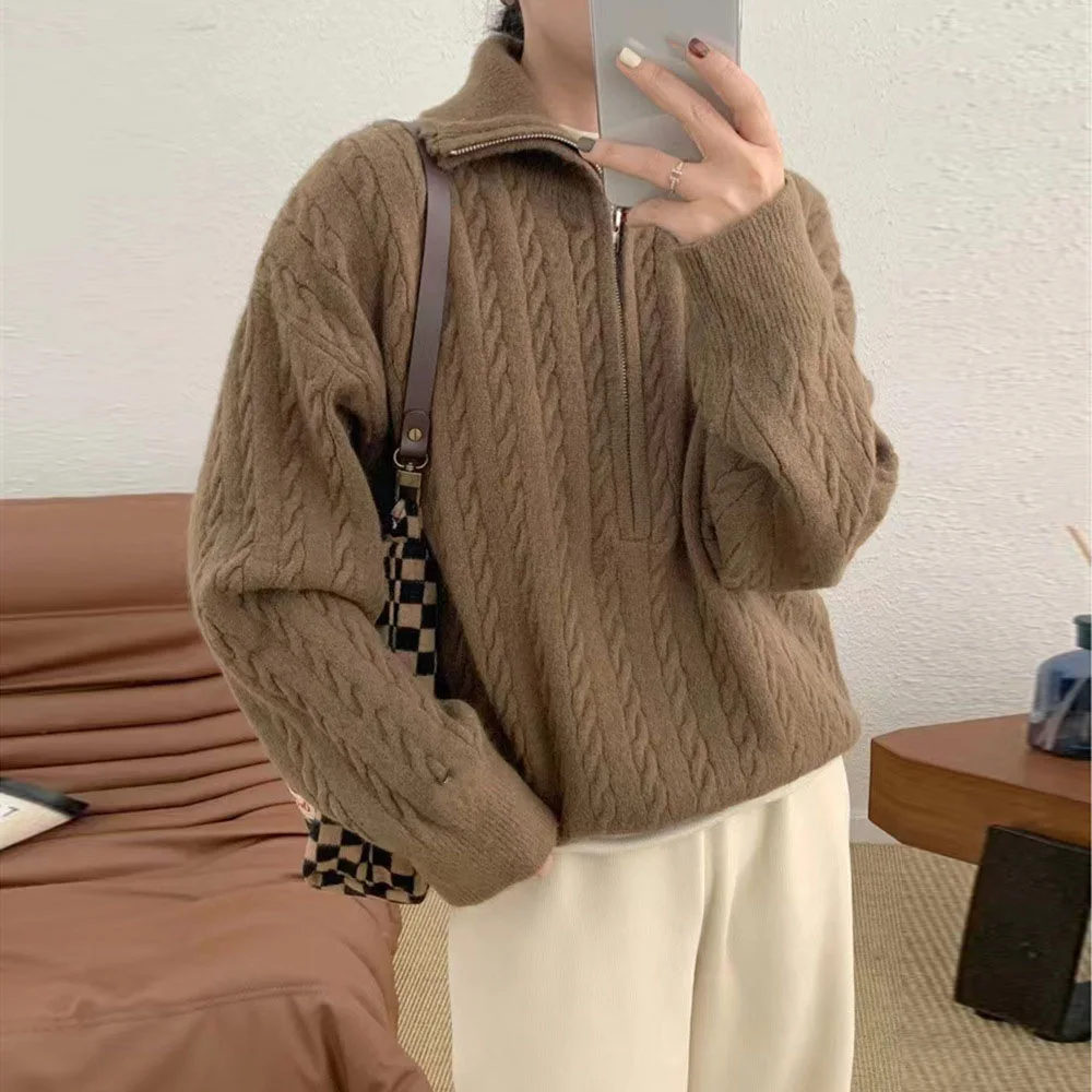 Women Zipper Maxi Sweater 2024 Cardigan Kintted Jacket Streetwear Long Spring Autumn Loose Winter Warm Jumper Coat Cardigans